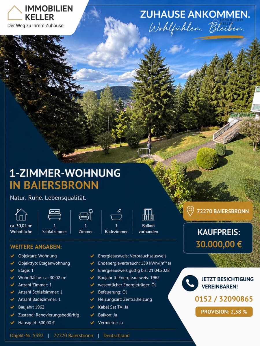 1 Zimmer Wohnung mit schöner Aussicht