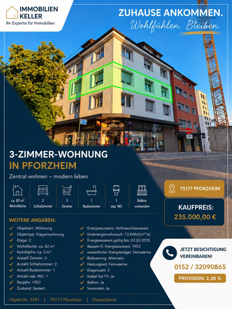 Moderne 3 Zimmer Wohnung in zentraler Lage