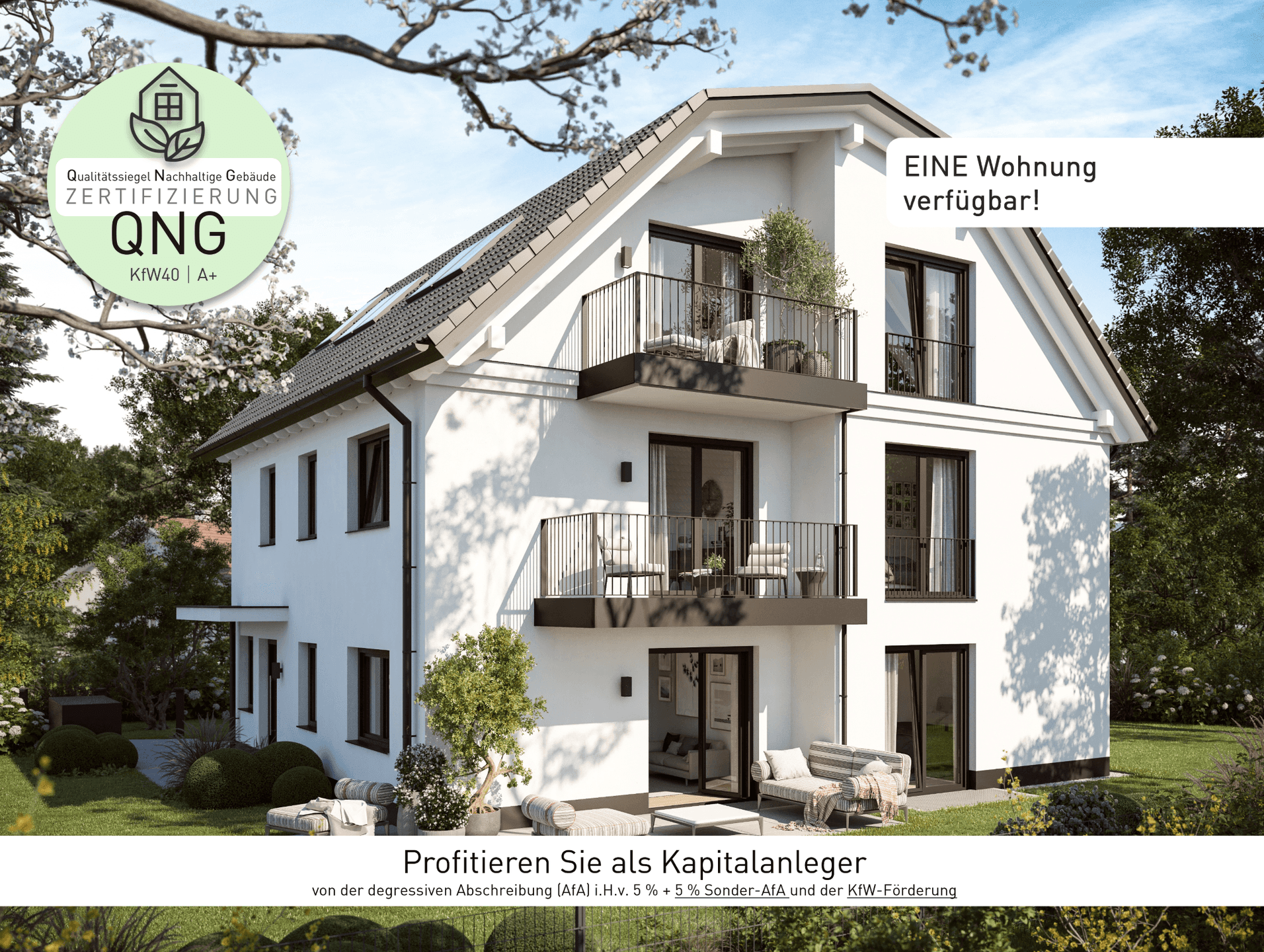 EINE großzügige NEUBAU-Gartenwohnung + wohnlich ausgebautes Souterrain (inkl. 2. Bad)