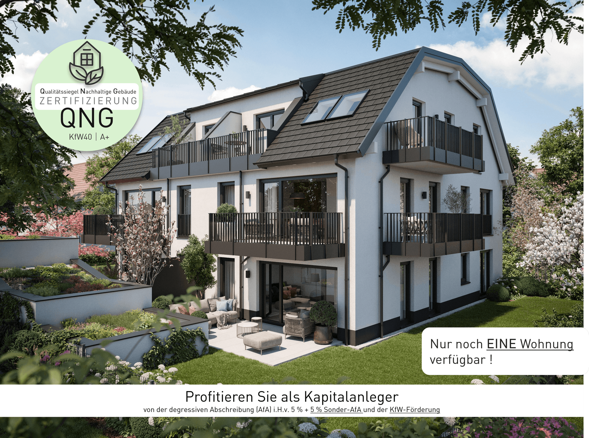 NEUBAU-3-Zimmer-Gartenwohnung mit sonniger Terrasse am Forstenrieder-Park