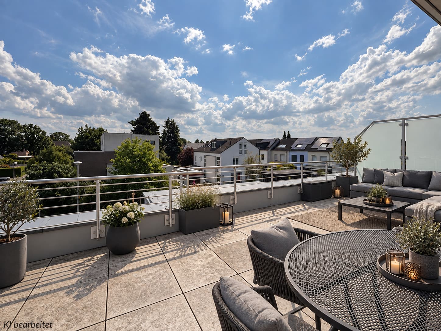 Sonne satt auf der Dachterrasse