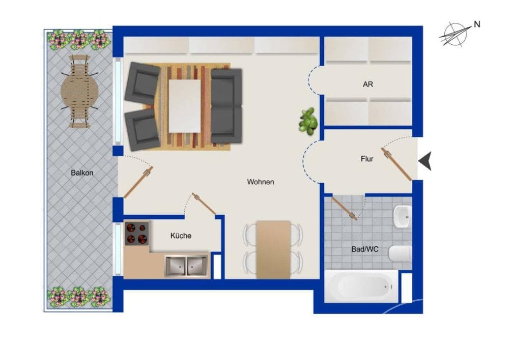Neu möbliertes Apartment mit Balkon