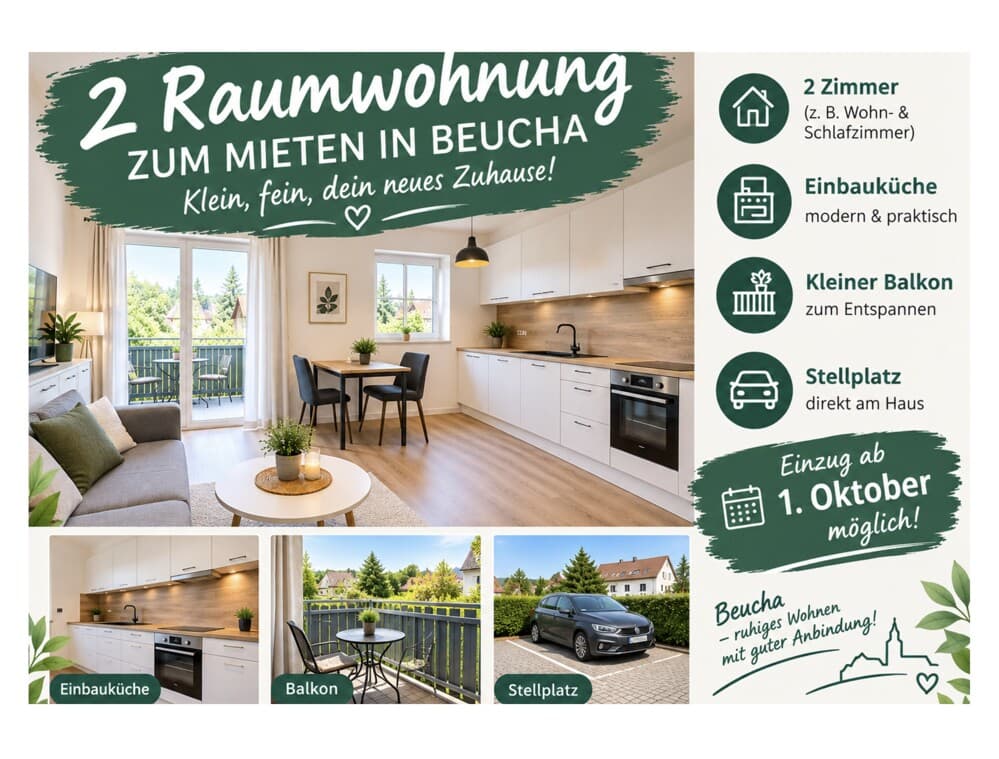 2 Raumwohnung mit Balkon und Stellplatz sucht neuen Mieter