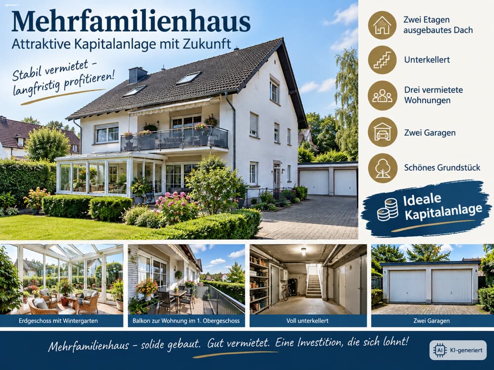 Mehrfamilienhaus mit 3 Wohnungen, Garten u. Garagen - top Kapitalanlage