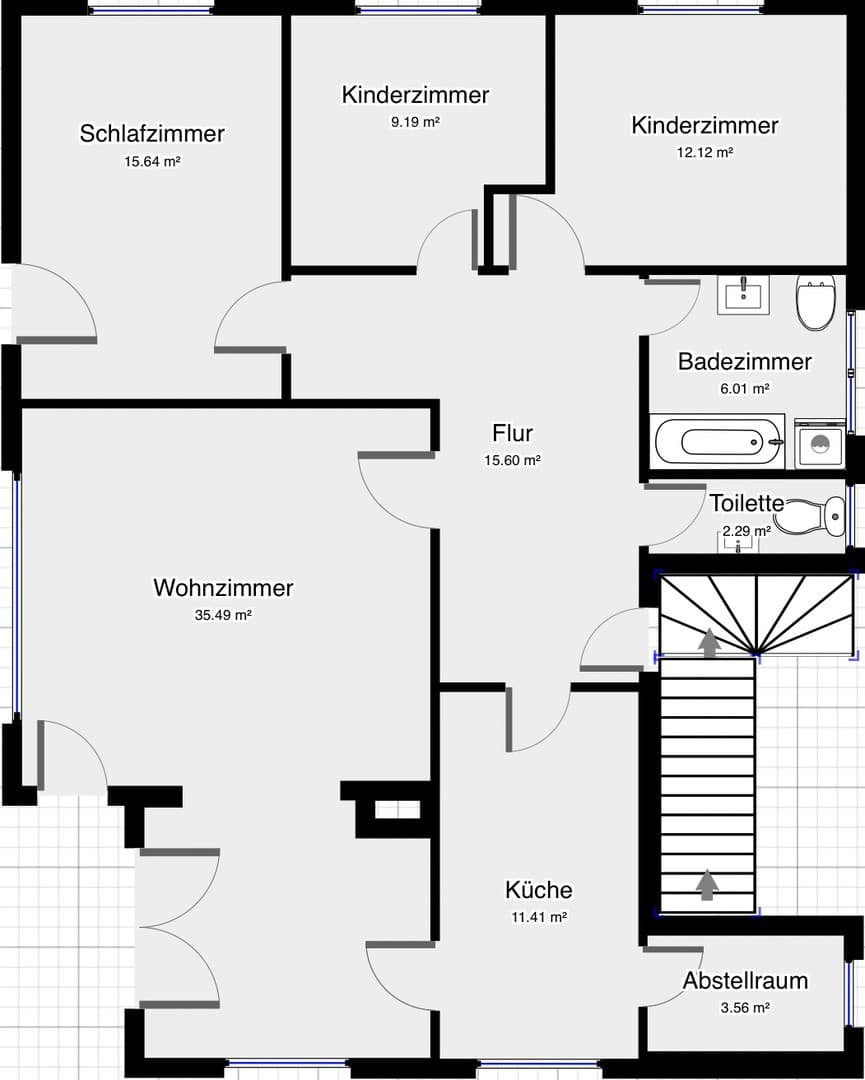 Vierzimmerwohnung mit großem Grundstück