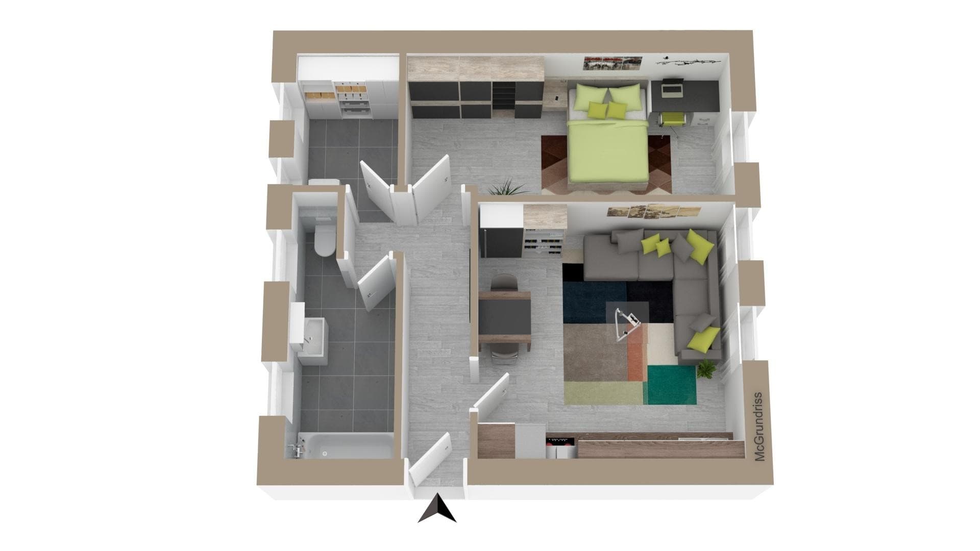 2-Zimmer-Wohnung in Wiesloch EG Tageslichtbad mit Wanne, renoviert