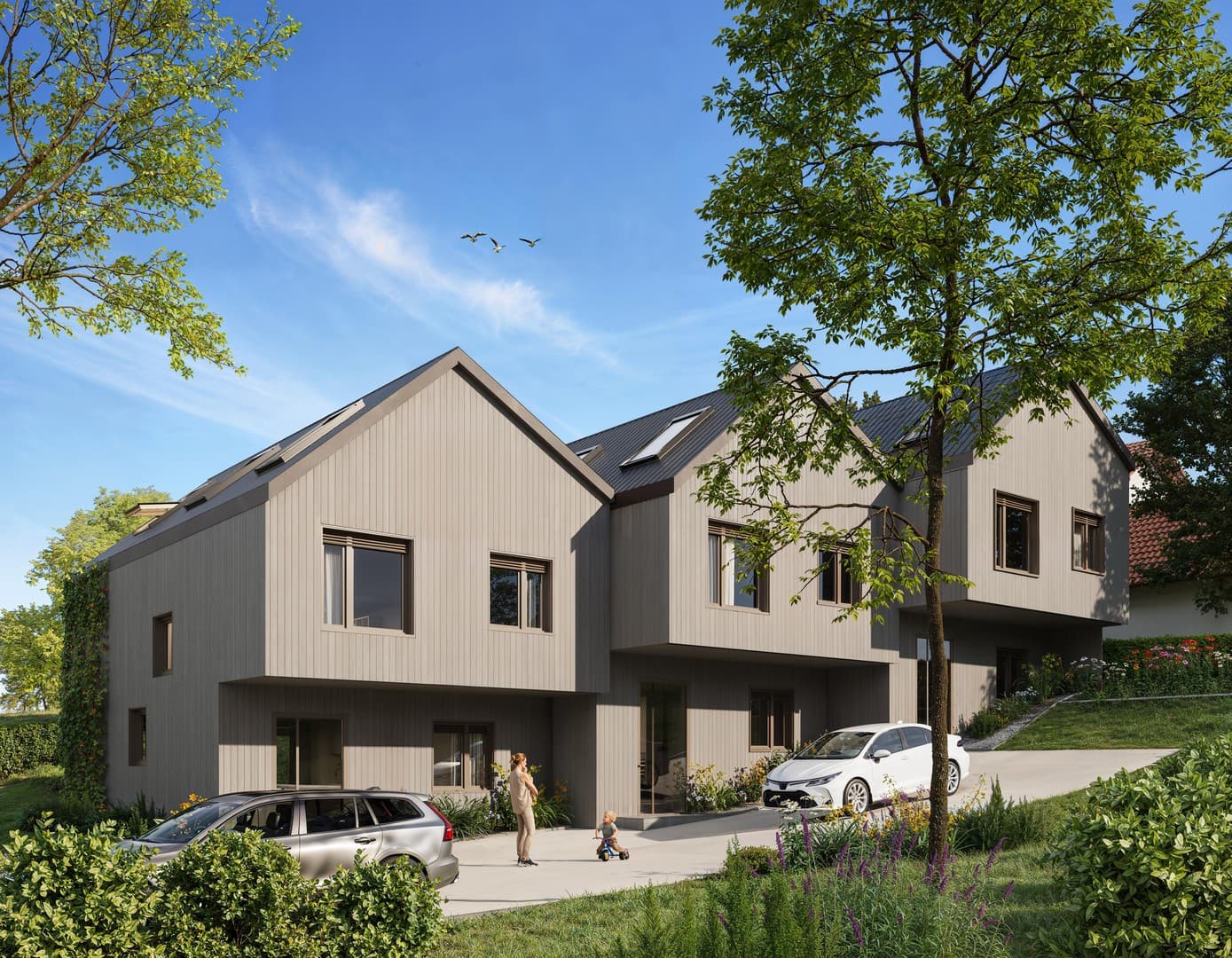 NEUBAUPROJEKT: Drei Architektenhäuser in Massivholzbauweise