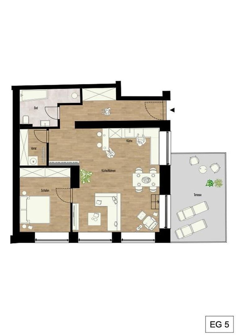 Erstbezug nach Kernsanierung - 82 qm große 2 Zi. Wg. mit sep. Eingang, Terrasse und Garage