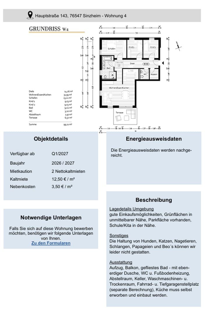 Attraktive 4- Zimmer-Neubauwohnung W4