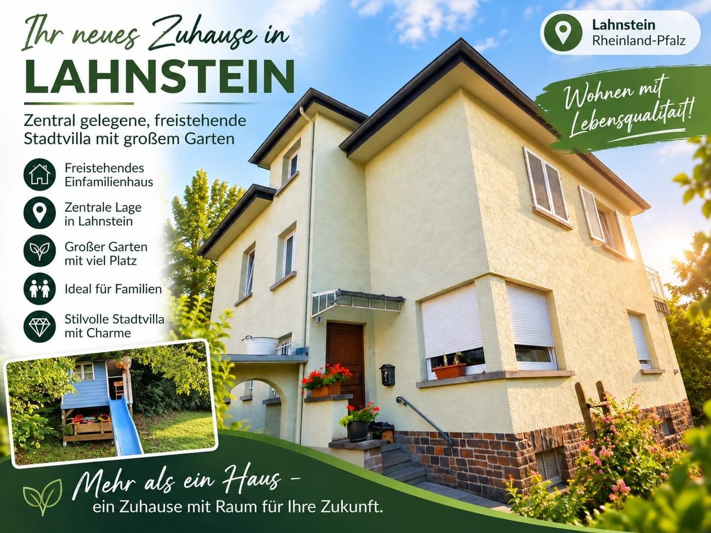 Zentral gelegene freistehende Stadtvilla, EFH, großer Garten