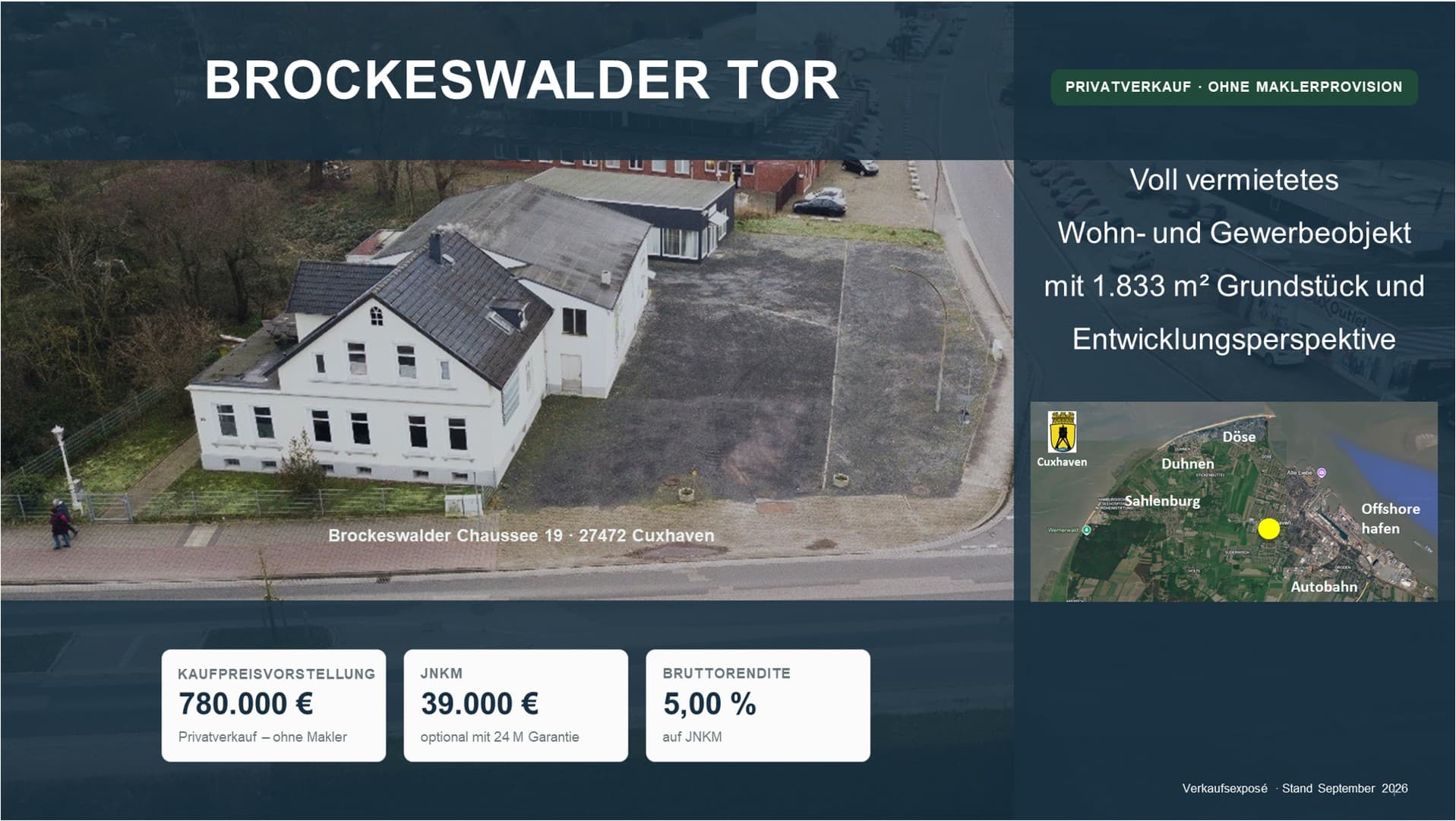 Brockeswalder Tor - Vermietetes Wohn- und Gewerbeobjekt in Cuxhaven / 1.833 m² + Potenzial