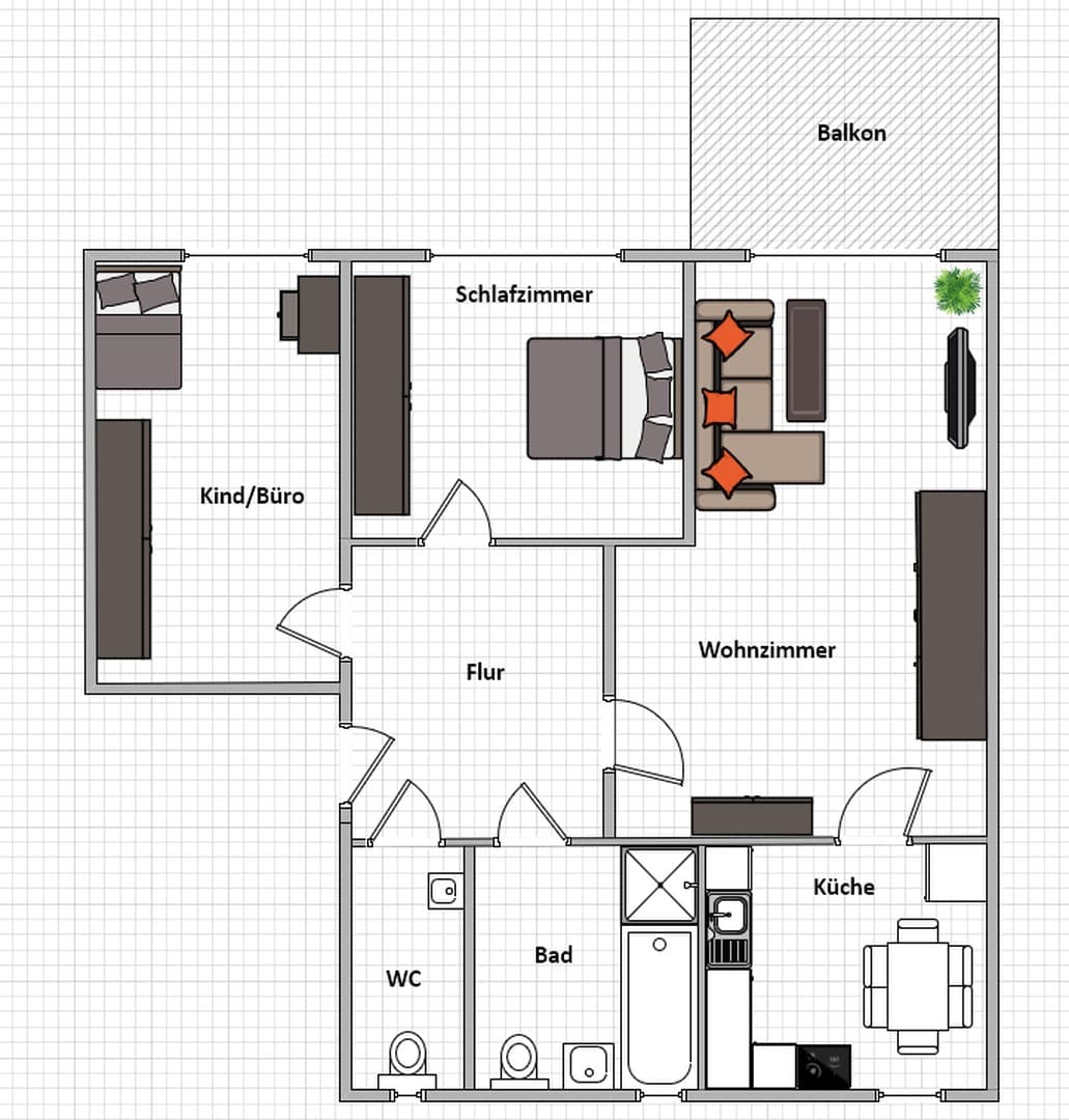 Helle 3-Zimmer-Wohnung mit Balkon und Carport-Stellplatz