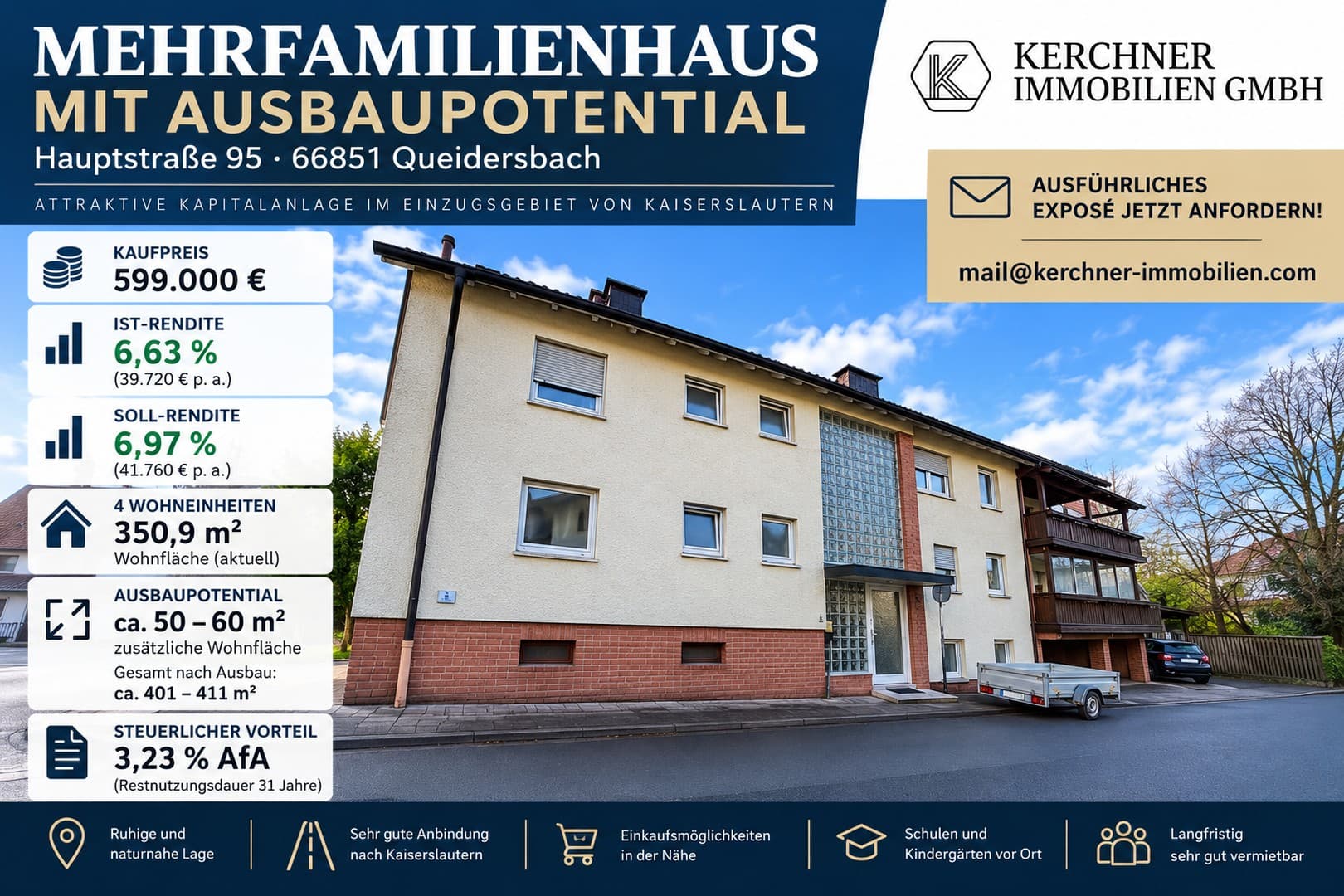 RENDITESTARKES MEHRFAMILIENHAUS – 6,63 % IST-RENDITE | 6,97 % SOLL-RENDITE | + 60qm AUSBAUPOTENTIAL