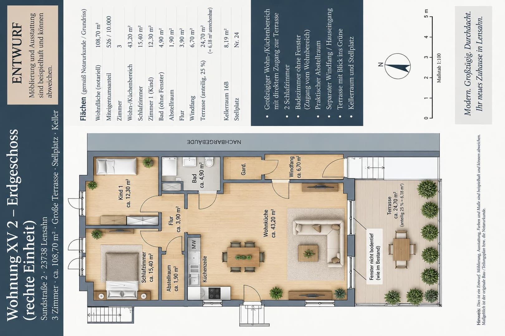 3-Zi.-Wohnung mit großer Terrasse | umfassend saniert | nur 13 km bis Grömitz
