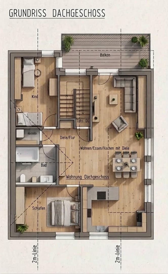 3,5 Zimmer DG - Ortsmitte - kernsaniert - Einbauküche