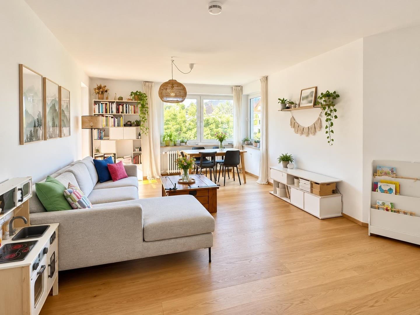Sanierte 3 Zimmer Wohnung mit Süd-Loggia, 2 Bädern und Grünblick