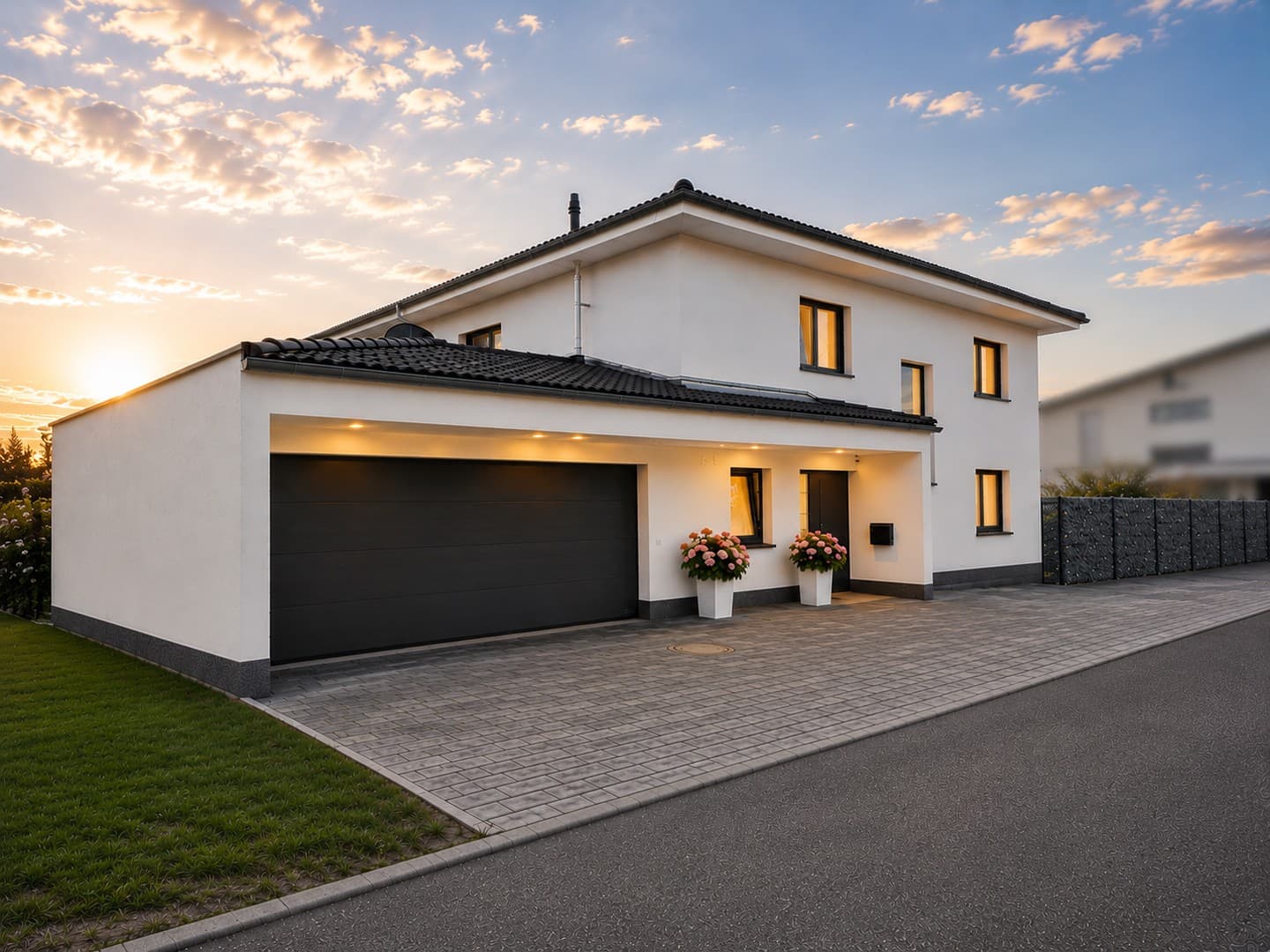 Modernes Einfamilienhaus mit Pool und mediterranem Garten