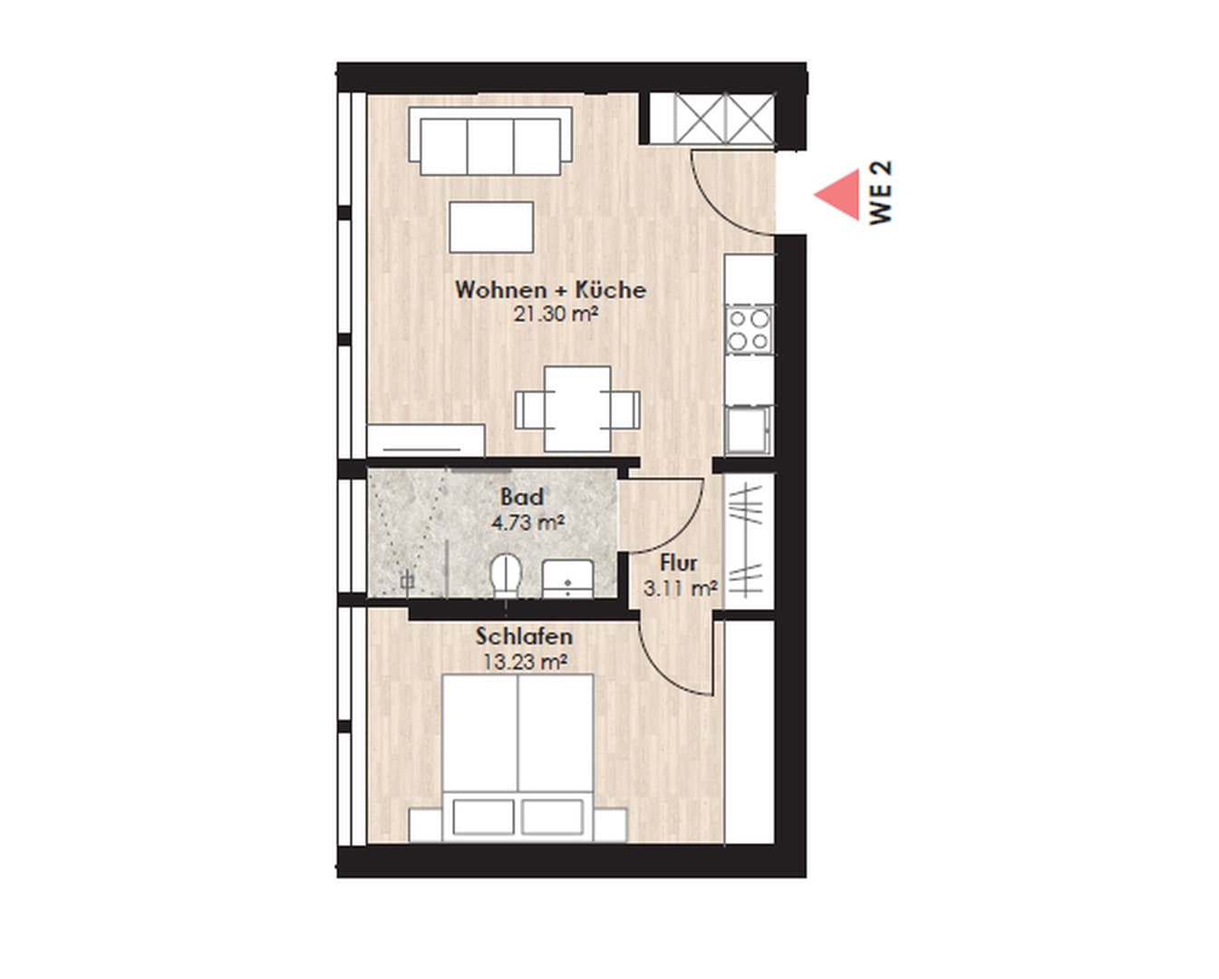 Ankommen und wohlfühlen: Helle 2-Zimmer-Wohnung mit offenem Wohn-Essbereich
