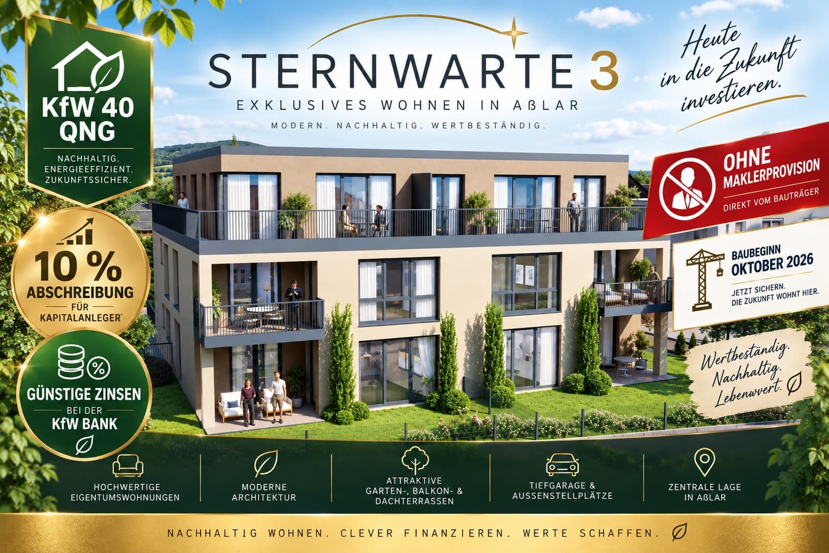 3-Zimmer-Neubauwohnung mit Balkon