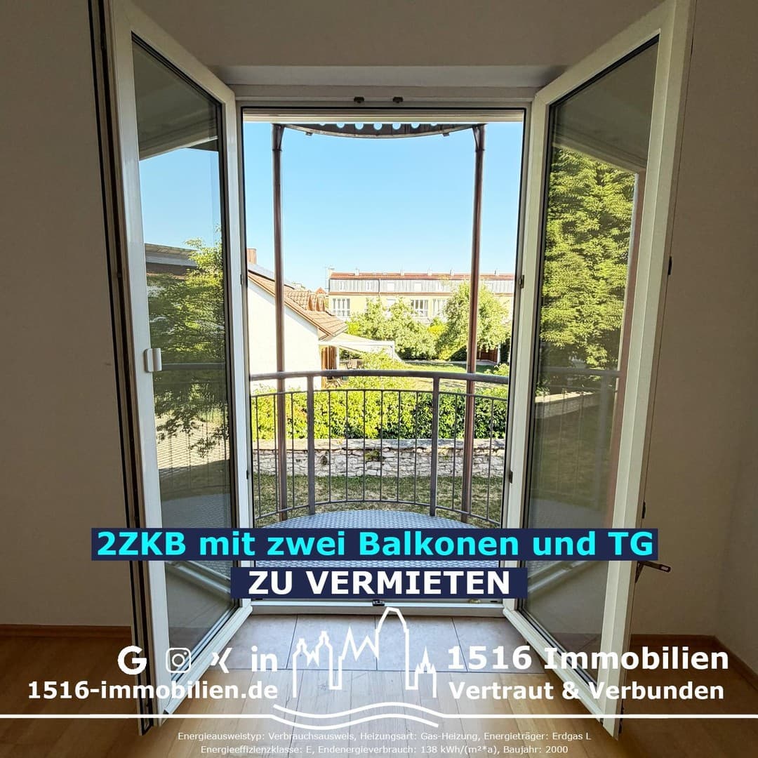 Helle 2-Zimmer-Wohnung mit zwei Balkonen und Tiefgaragenstellplatz in Eichstätt