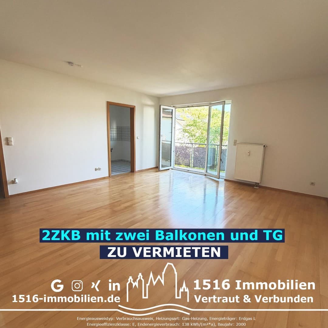 Helle 2-Zimmer-Wohnung mit zwei Balkonen und Tiefgaragenstellplatz in Eichstätt