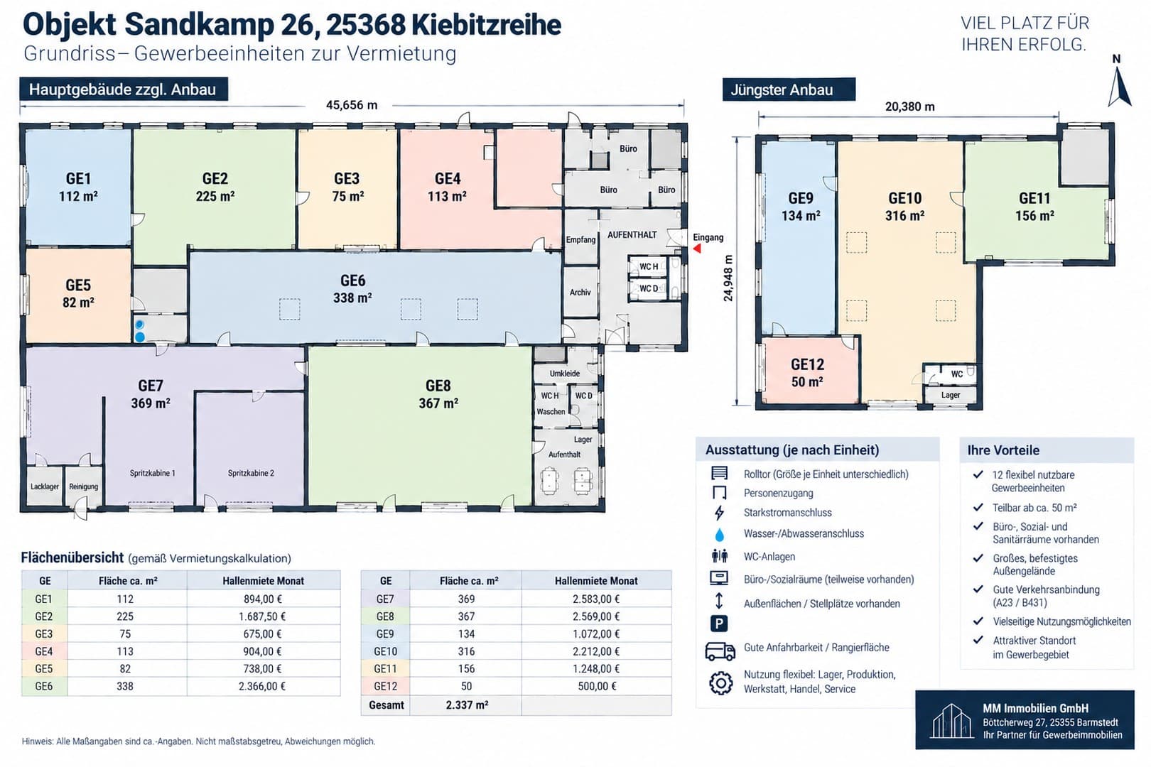 Flexibel teilbare Gewerbe-, Hallen- und Lagerflächen ab ca. 50 m² | Sandkamp 26