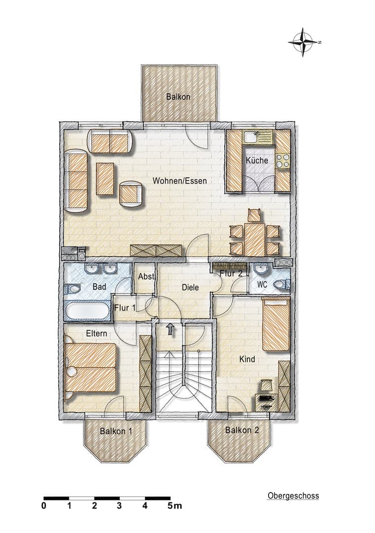Moderne, helle 3,5-Zimmer-Wohnung – 1. OG – ruhige Top-Lage mit 3 Balkonen & Feldbergblick