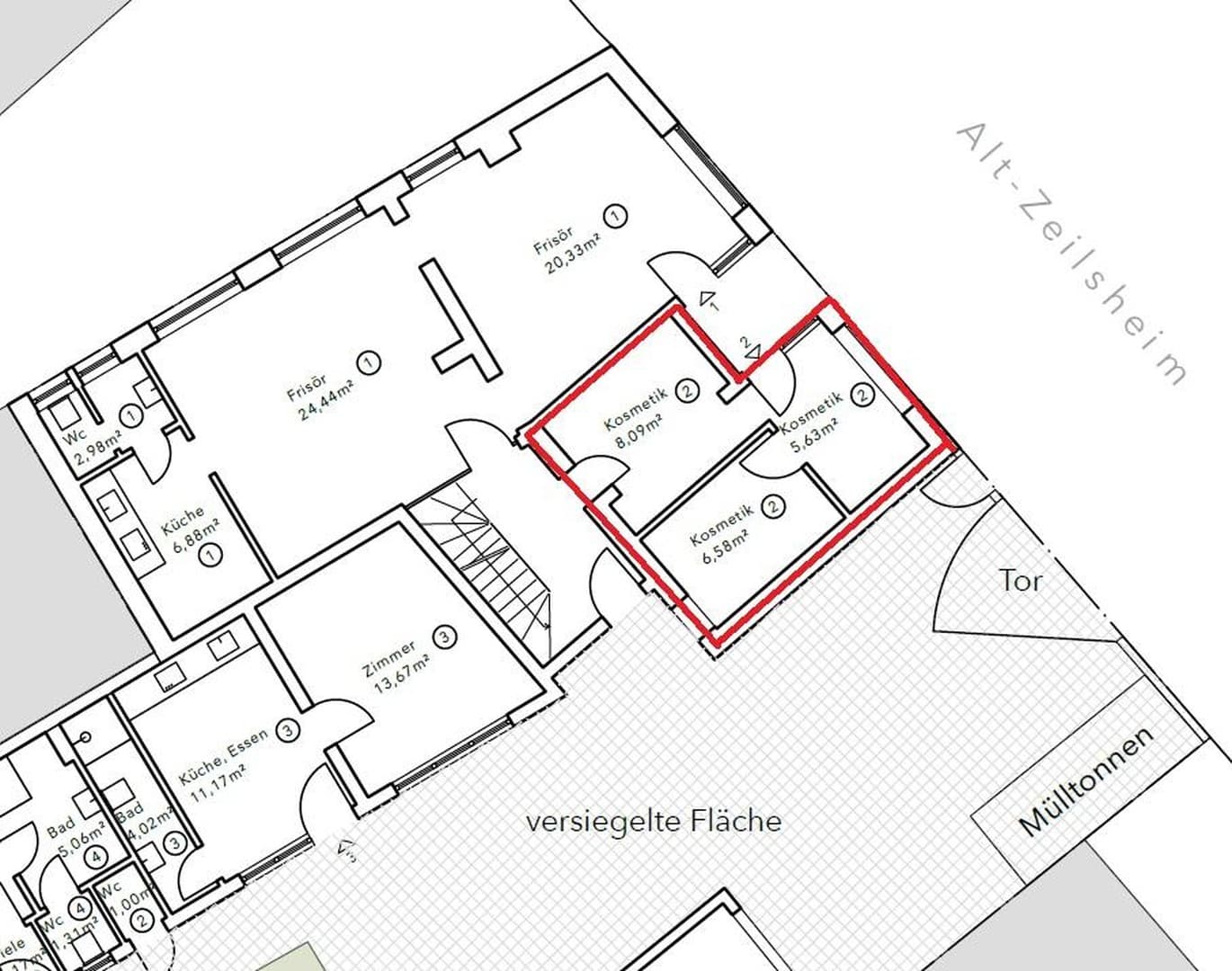 Kleine Gewerbeeinheit 29qm im Stadtkern von Zeilsheim zu Verkaufen