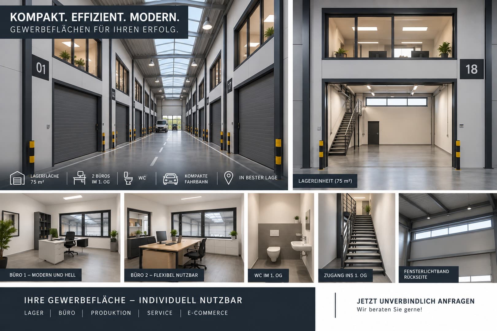 KAUFEN STATT MIETEN – Moderne Gewerbeeinheit mit Lager, Büro & Stellplatz