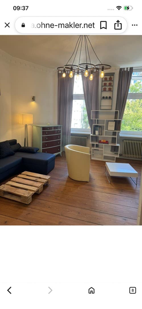 1,5 Zimmer,56qm,möbliert, Gas,Strom inclusive,150m von U Bahn entf. Bergmann Kiez Nähe