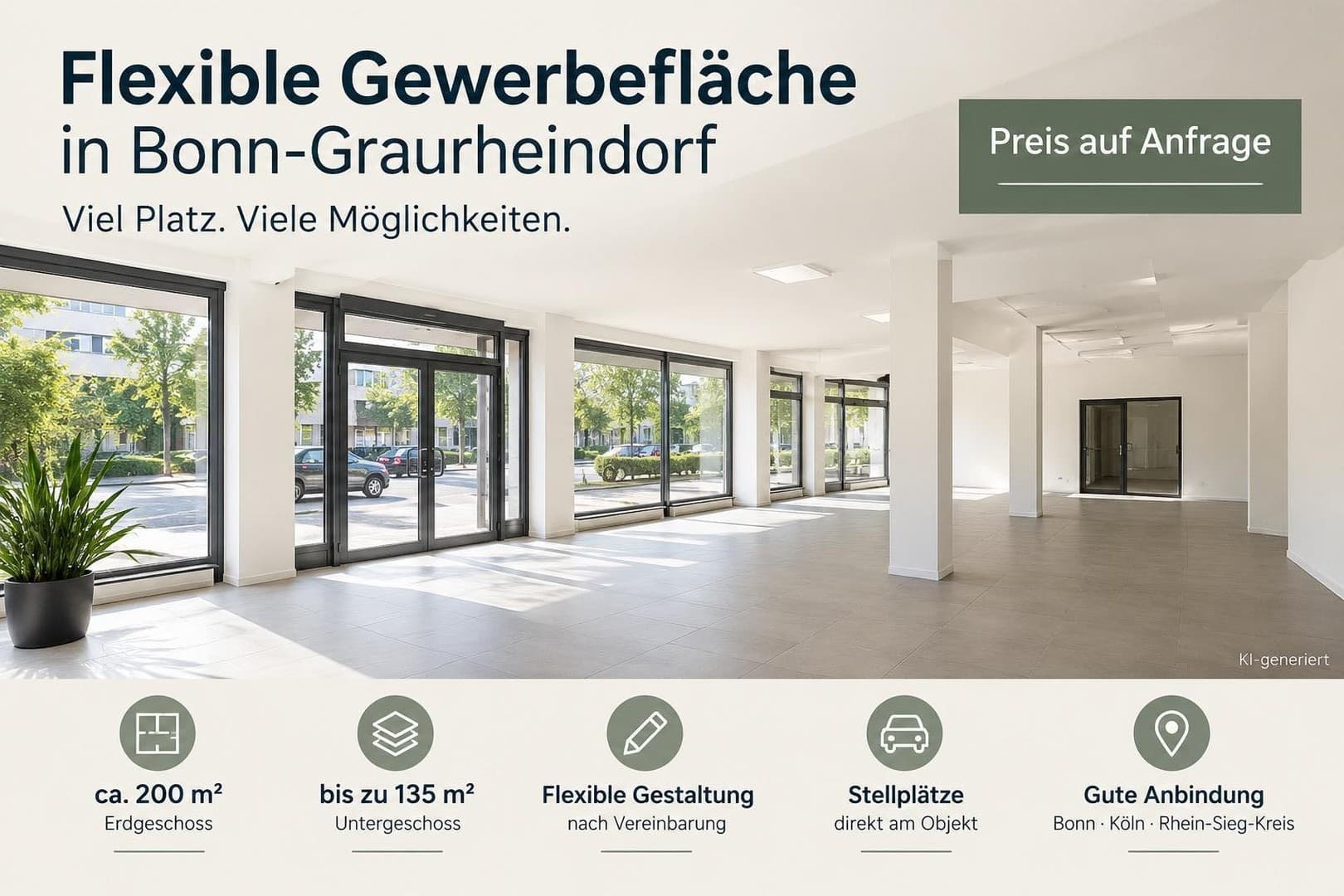 Flexible Gewerbefläche mit bis zu 335 m² in Bonn-Graurheindorf