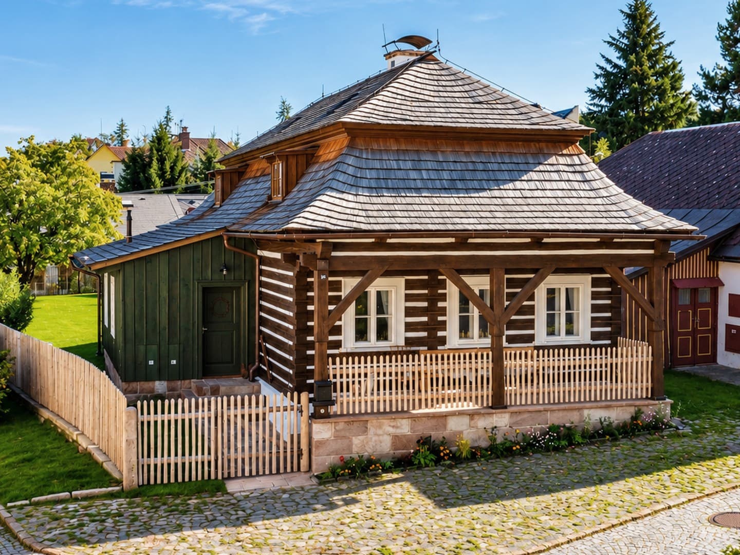 Barockes Blockhaus von 1783 in Böhmen – denkmalgerecht saniert, voll möbliert, provisionsfrei