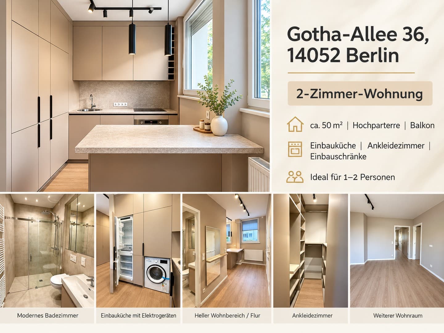 Hochwertig kernsanierte 2-Zimmer-Wohnung mit Balkon, Ankleide & Einbauküche in Berlin-Westend