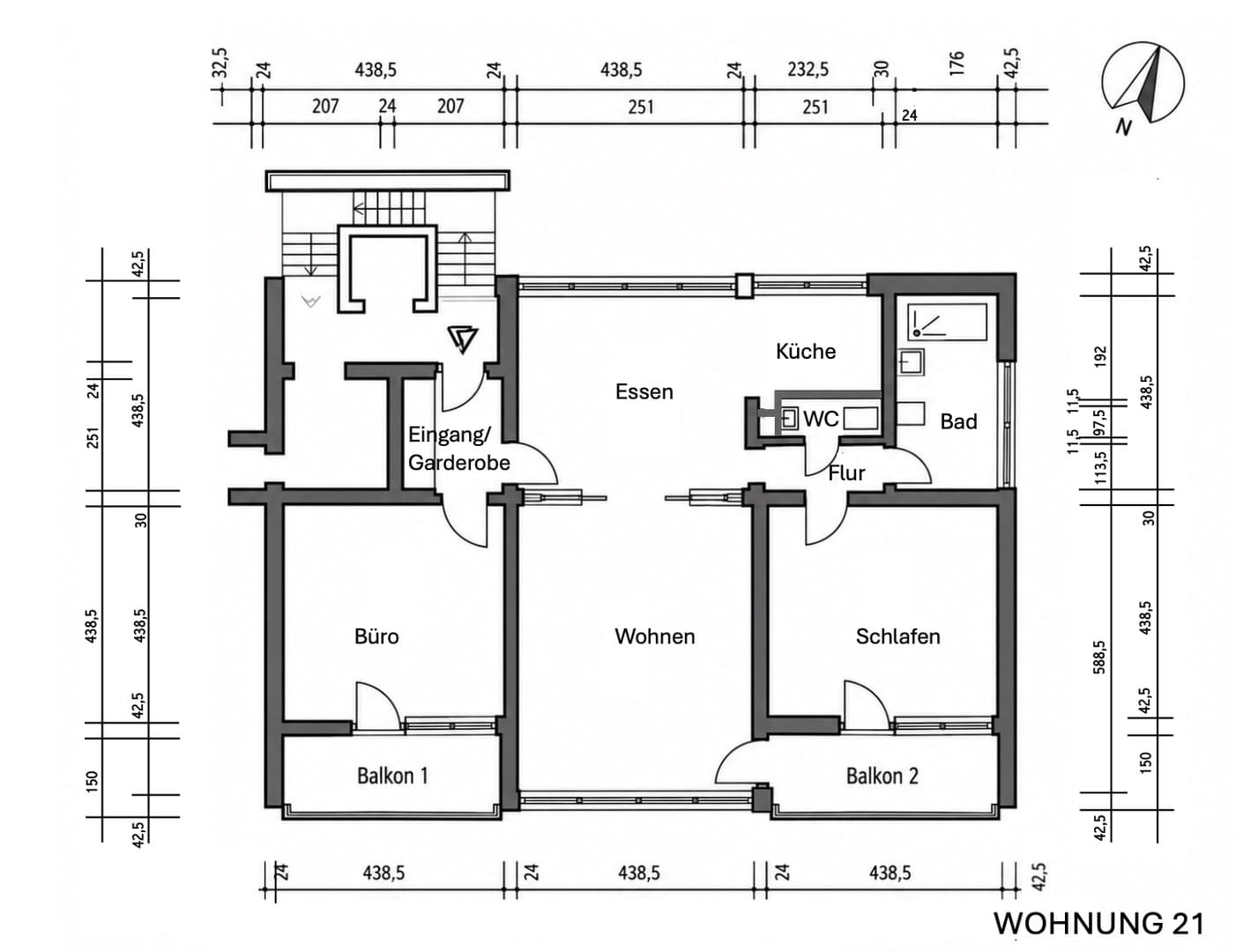 Hochwertige, helle Wohnung (105 m²) mit Panoramablick, 2 Südbalkonen und Garage