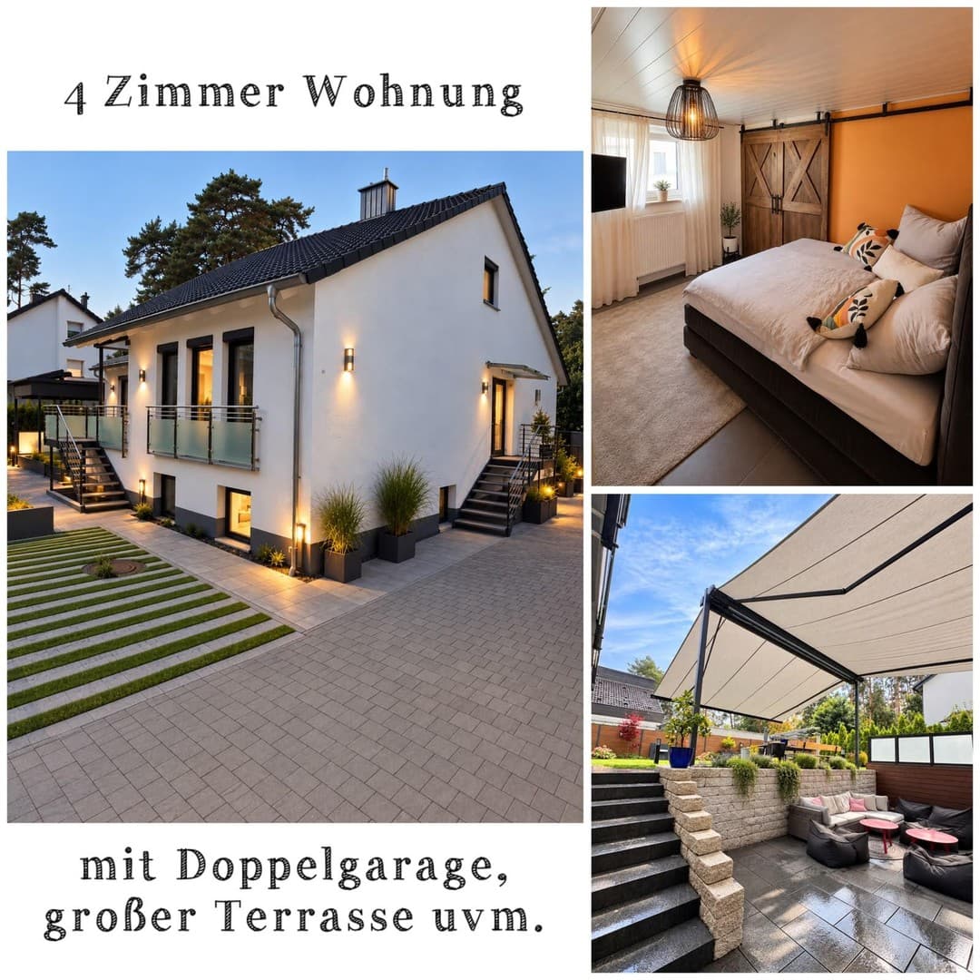 4 Zimmerwohnug mit großer Terrasse, eigenem Hauseingang und Stellplätzen