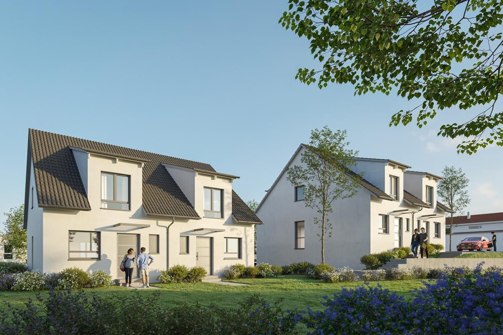 Neubau-DHH mit Keller und Garten, KfW-40-QNG, provisionsfrei