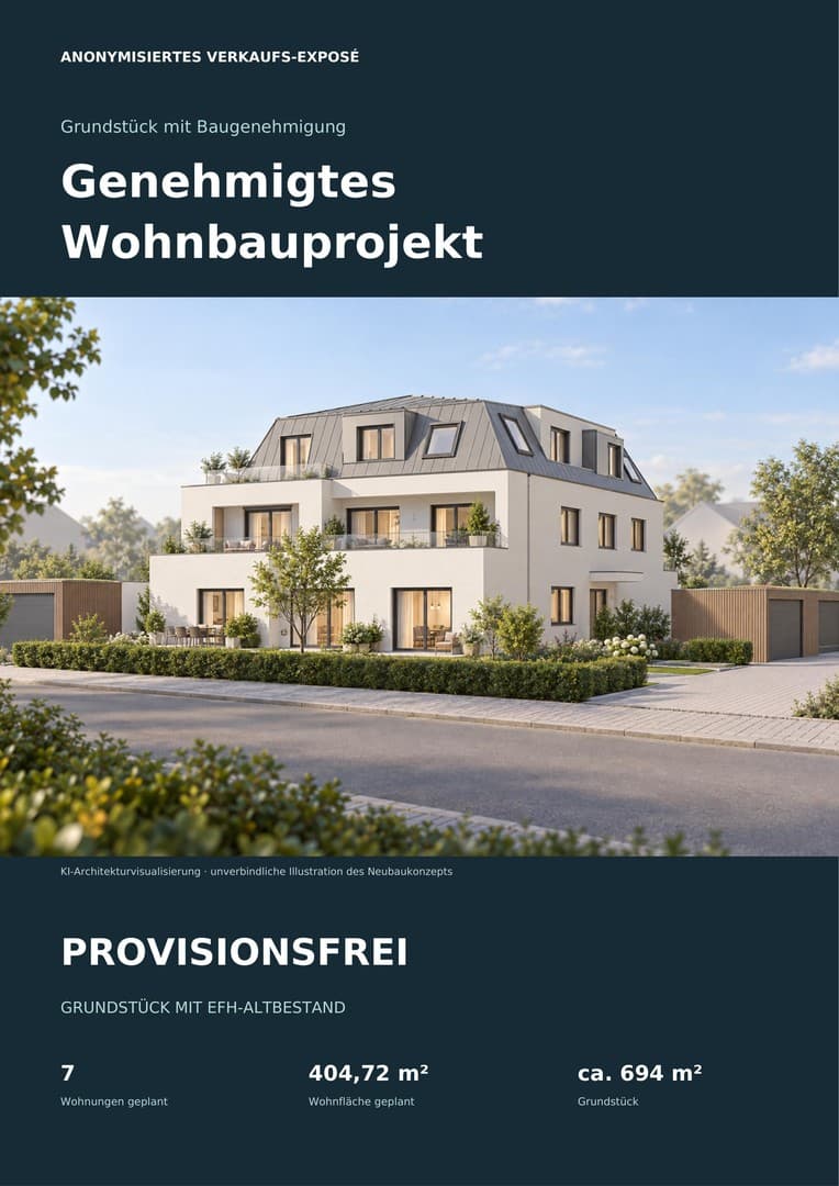 Grosses Grundstück mit erteilter Baugenehmigung für MFH in Dachau