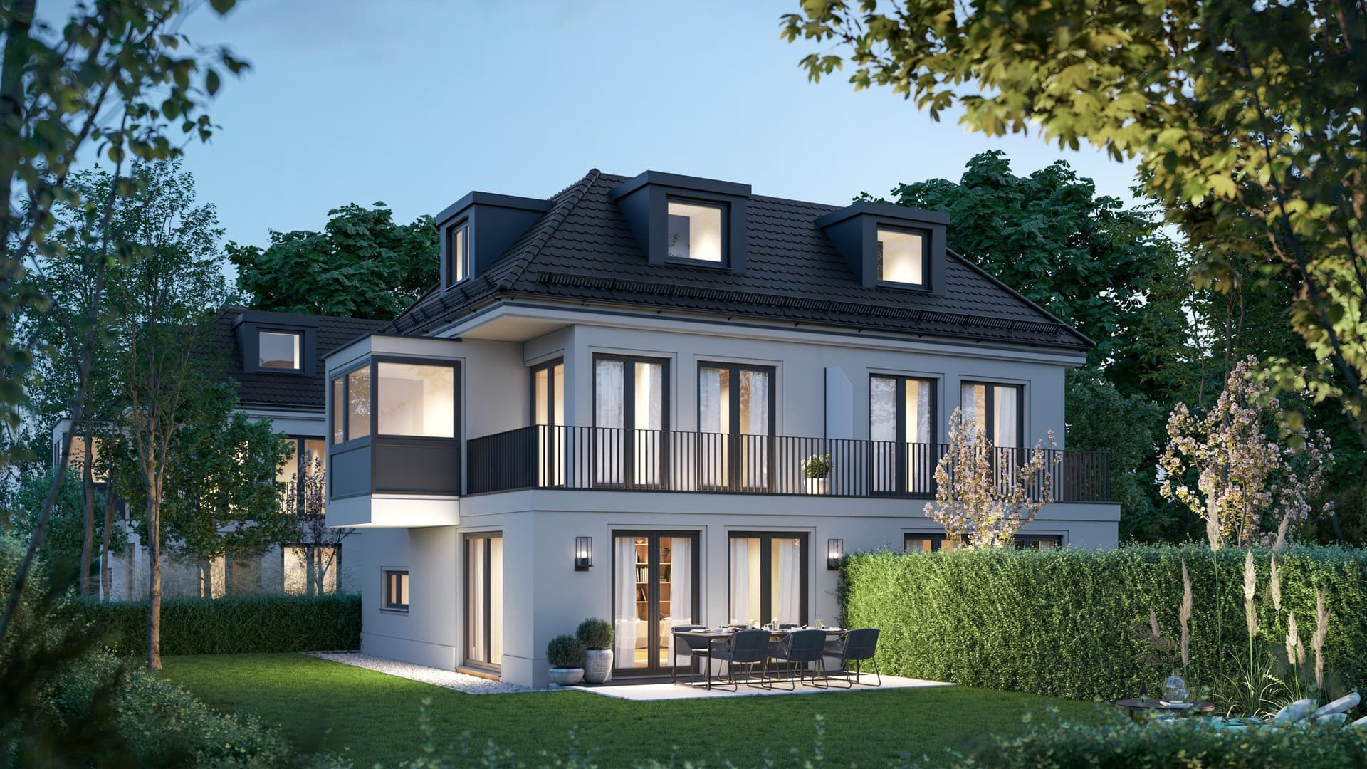 Neubau-DHH in München-Solln – realgeteilt, Tiefgaragenstellplatz inklusive