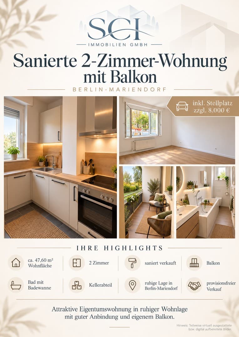 Saniertes Wohnglück in Berlin-Mariendorf – attraktive 2-Zimmer-Wohnung mit Balkon und Stellplatz