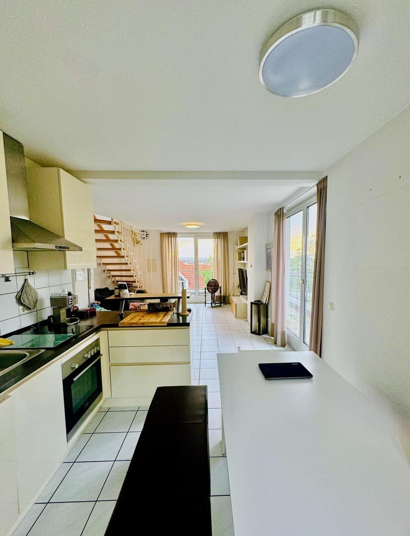 Traumblick über Mainz: Maisonette mit umlaufendem Balkon und Einbauküche