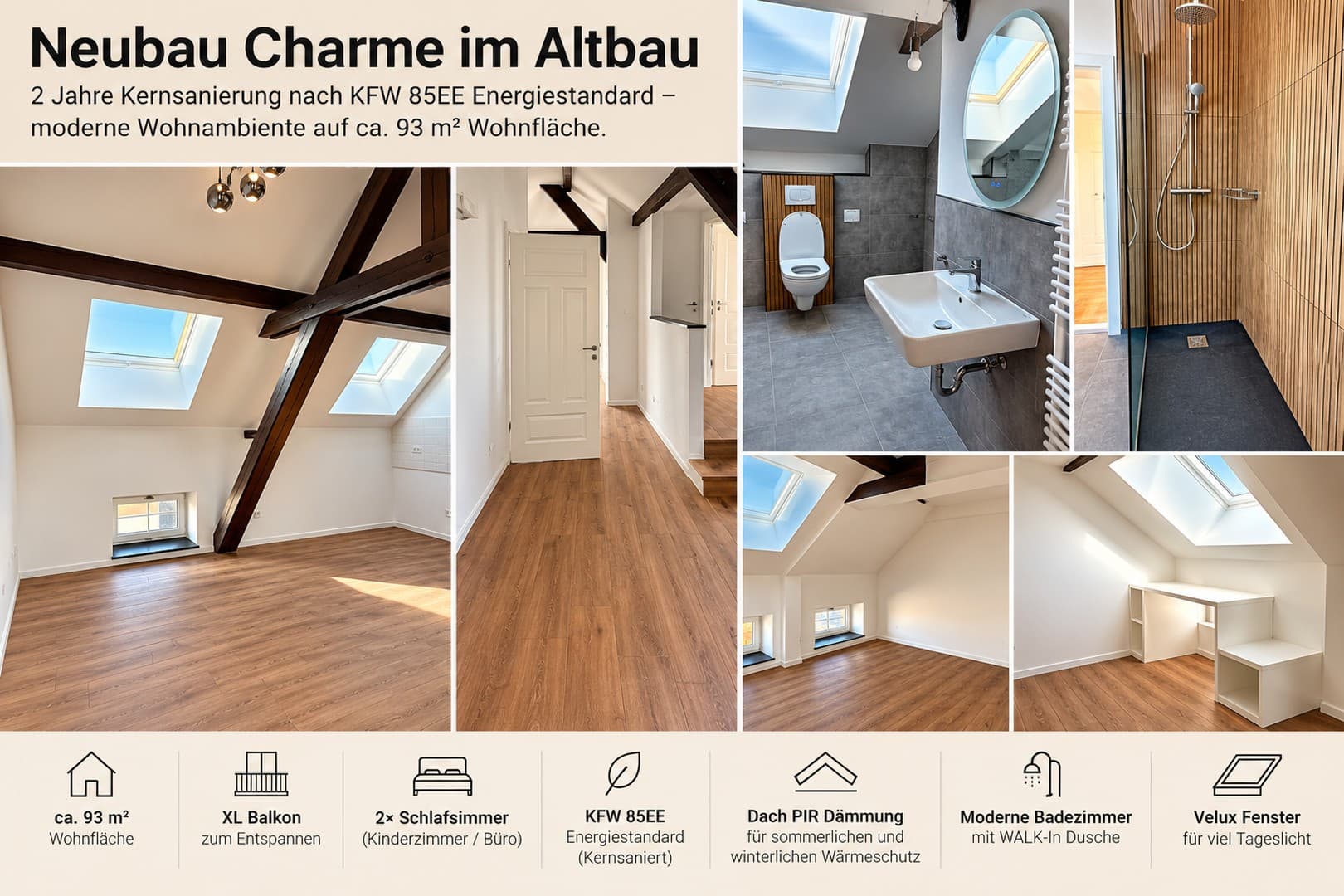 Erstbezug Neubau Wohnung im Altbau - 2 Schlafzimmer, großer Balkon etc.