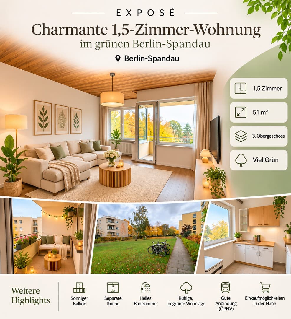 Charmante 1,5-Zimmer-Wohnung im grünen Berlin-Spandau