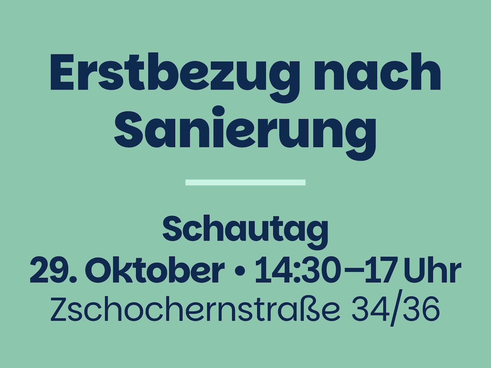 Kommen Sie in die Zschochernstraße zu unserem Schautag am 29.10.2026!