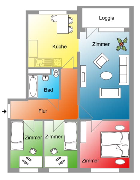 Erdgeschosswohnung mit Garten zur Alleinnutzung
