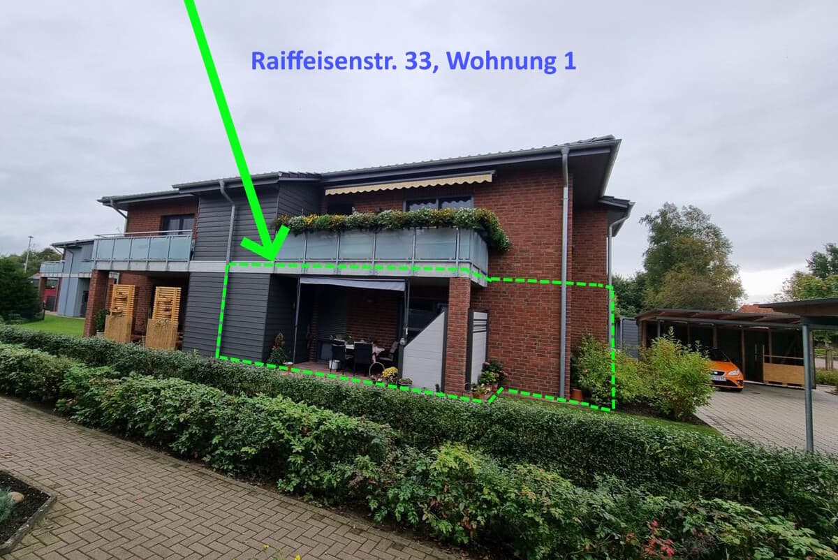 ZU VERMIETEN: 3-Zi.-EG-Wohnung mit Terrasse + Carport in Kutenholz