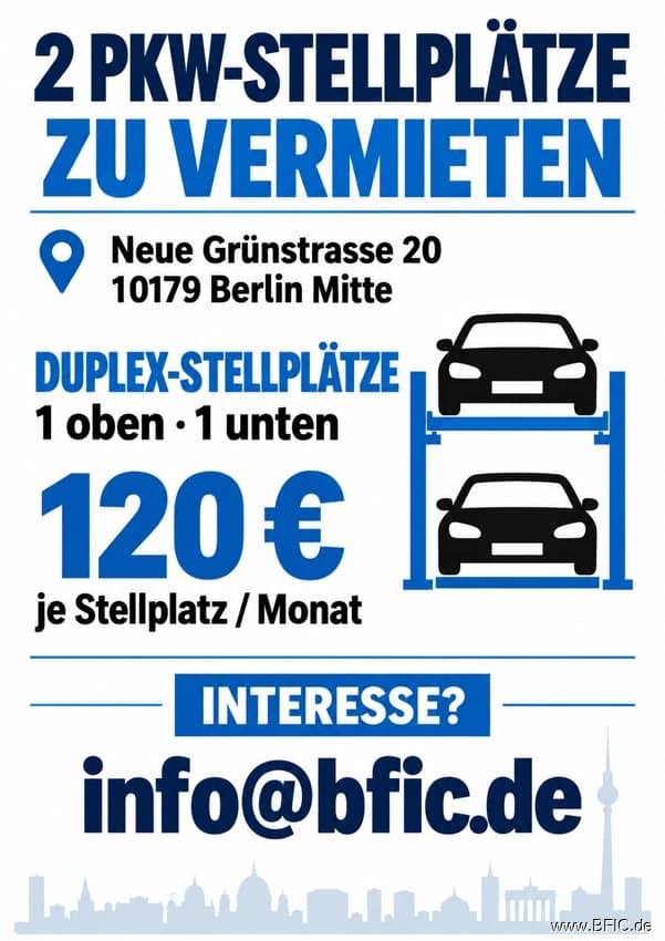 2 Tiefgaragenstellplätze nähe Spittelmarkt