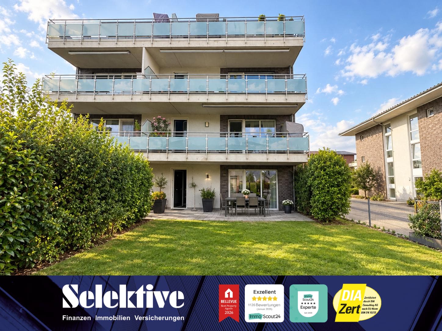 Komfortabel und ebenerdig – der Schritt vom Haus in die Wohnung mit Terrasse, Garten & Stellplatz
