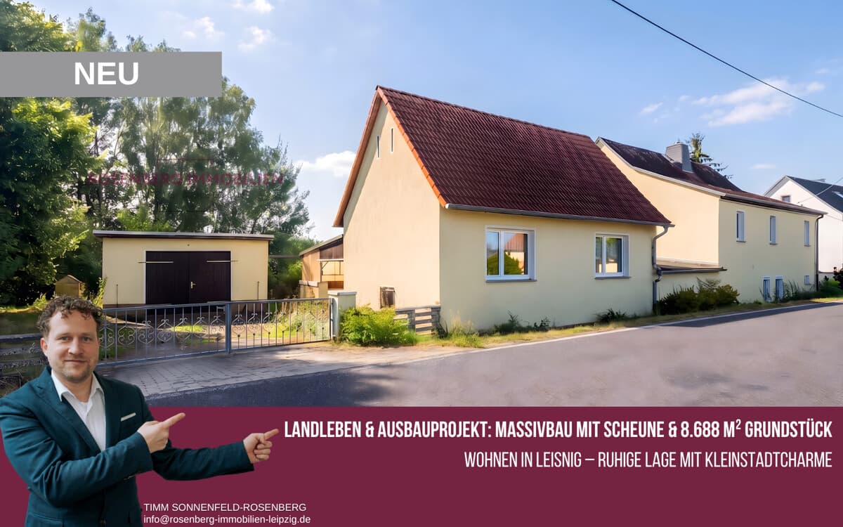 Provisionsfrei für Käufer:
5-Zimmer-Haus auf 8.688 m² Grundstück
nahe der Freiberger Mulde!