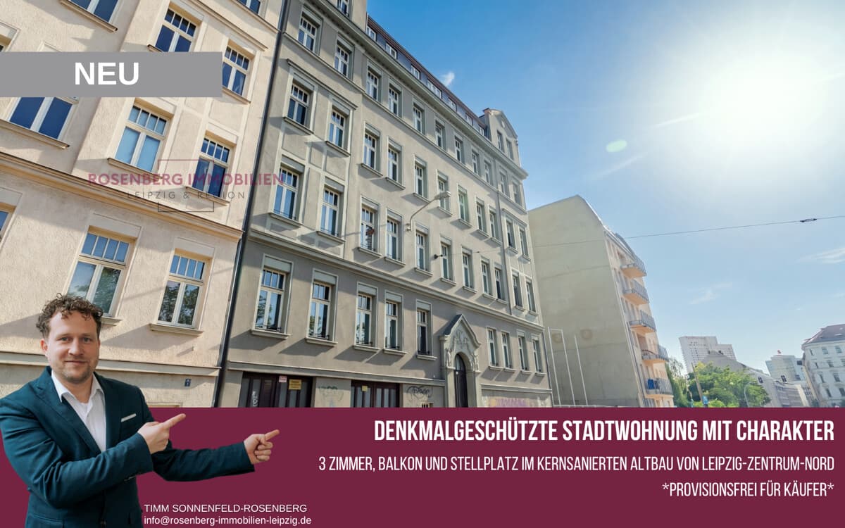 Altbau mit Geschichte:
3 Zimmer mit Stellplatz im sanierten Denkmal – provisionsfrei für Käufer