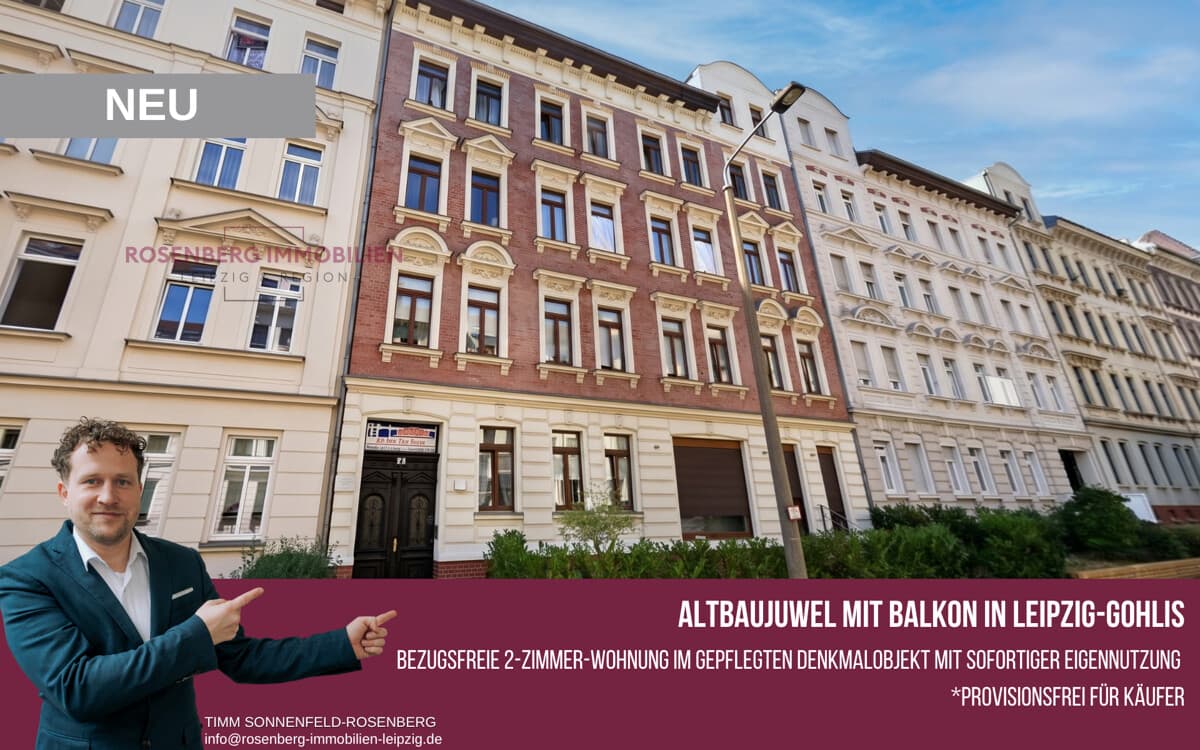 Provisionsfrei für Käufer:
Altbaujuwel mit 2 Zimmern, Balkon und freiem Einzug in Gohlis